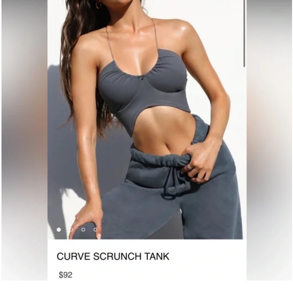 Joah Brown Sueded Navy Curve Scrunch Tank